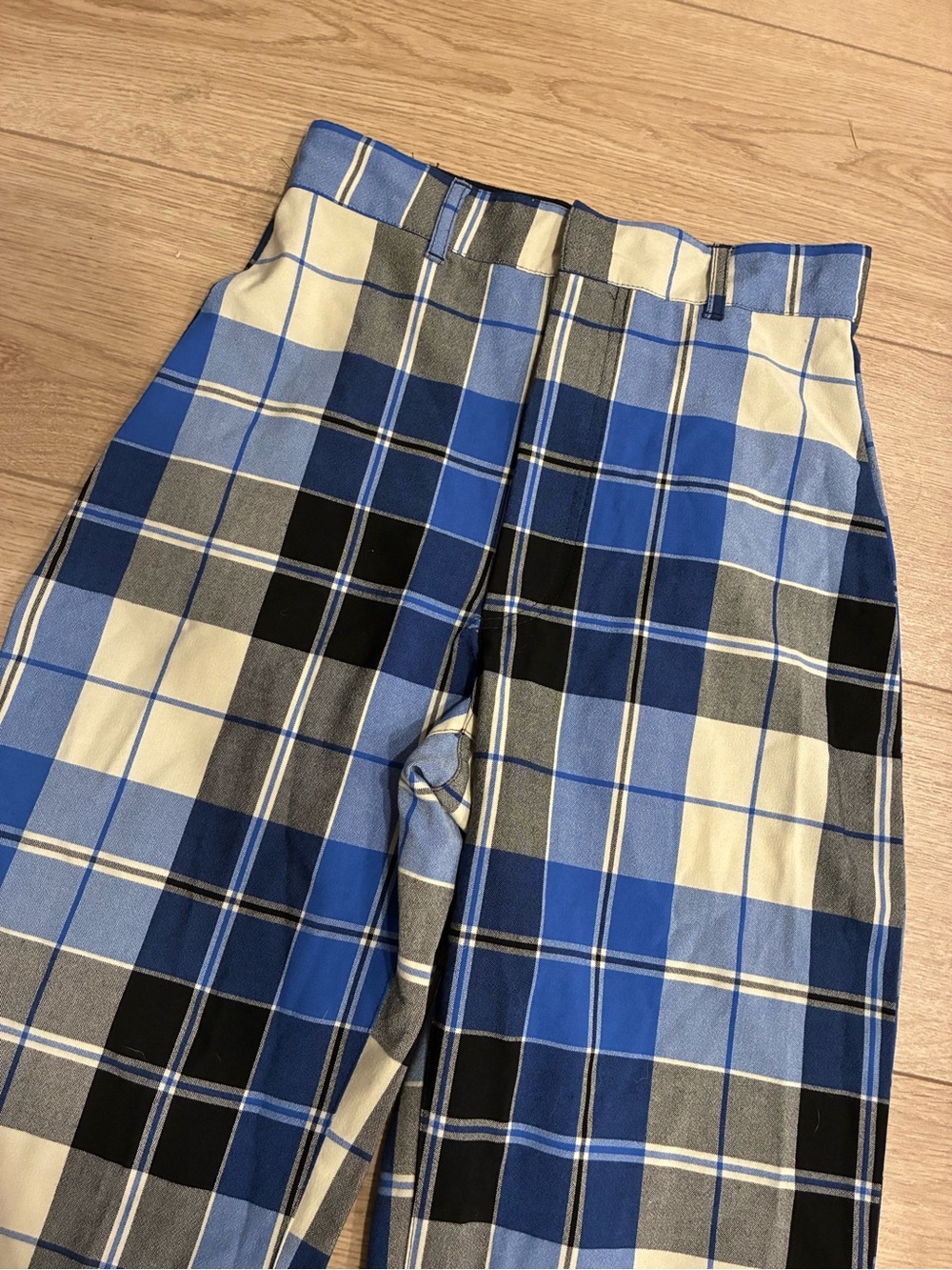 Free People Women’s Jules Plaid Wide Leg Pant Blue Size 4